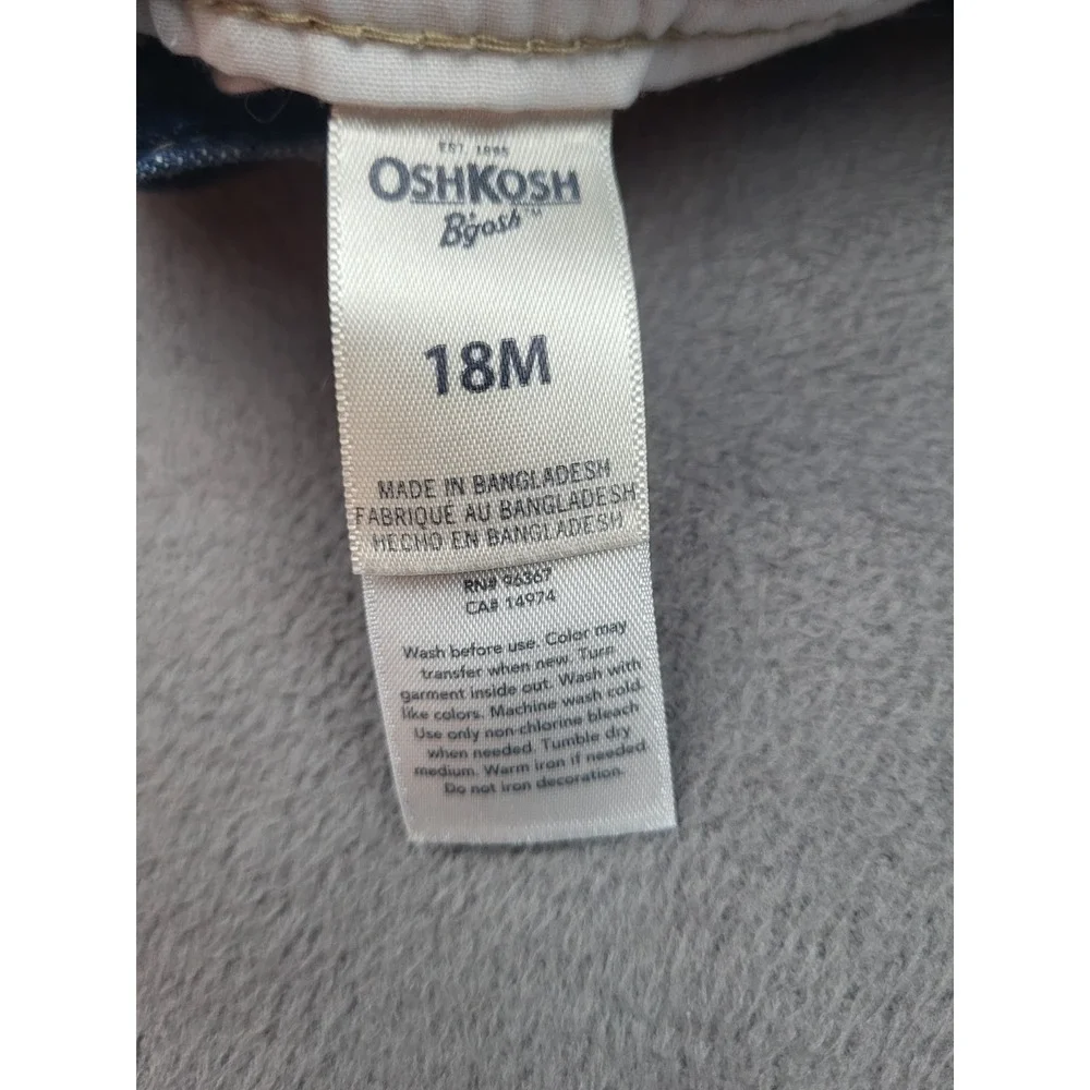 OshKosh B'gosh Baby‎ Boy Denim Overalls 18M Classic Blue Bibs Farmer Lightweight - Picture 2 of 6